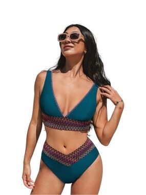 Cupshe Teal Bikini Set